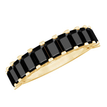Load image into Gallery viewer, Emerald Cut Lab Created Black Diamond Half Eternity Band in Silver