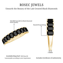 Load image into Gallery viewer, Emerald Cut Lab Created Black Diamond Half Eternity Band in Silver