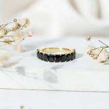 Load image into Gallery viewer, Emerald Cut Lab Created Black Diamond Half Eternity Band in Silver