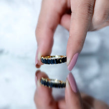 Load image into Gallery viewer, Emerald Cut Lab Created Black Diamond Half Eternity Band in Silver