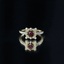 Load image into Gallery viewer, Certified Lab Grown Ruby Diamond Retro Engagement Ring