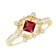 Load image into Gallery viewer, Certified Lab Grown Ruby Diamond Retro Engagement Ring