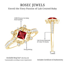 Load image into Gallery viewer, Certified Lab Grown Ruby Diamond Retro Engagement Ring
