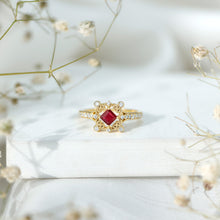 Load image into Gallery viewer, Certified Lab Grown Ruby Diamond Retro Engagement Ring