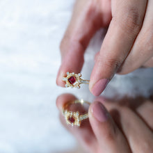 Load image into Gallery viewer, Certified Lab Grown Ruby Diamond Retro Engagement Ring
