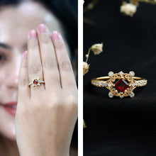 Load image into Gallery viewer, Certified Lab Grown Ruby Diamond Retro Engagement Ring
