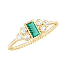 Load image into Gallery viewer, Bezel Set Lab Grown Emerald and Diamond Pre Engagement Ring