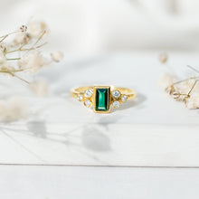 Load image into Gallery viewer, Bezel Set Lab Grown Emerald and Diamond Pre Engagement Ring