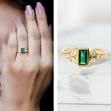 Load image into Gallery viewer, Bezel Set Lab Grown Emerald and Diamond Pre Engagement Ring