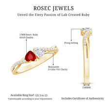 Load image into Gallery viewer, Lab Grown Ruby 2 Heart Promise Ring in Silver