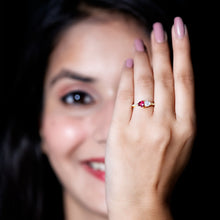 Load image into Gallery viewer, Lab Grown Ruby 2 Heart Promise Ring in Silver