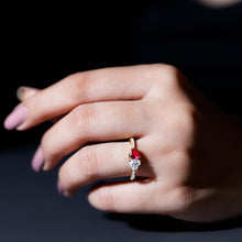 Load image into Gallery viewer, Lab Grown Ruby 2 Heart Promise Ring in Silver