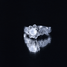Load image into Gallery viewer, Genuine Moonstone and Diamond Blooming Engagement Ring in Silver