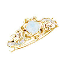 Load image into Gallery viewer, Genuine Moonstone and Diamond Blooming Engagement Ring in Silver