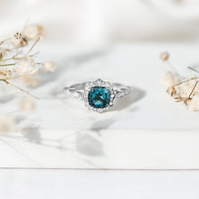 Load image into Gallery viewer, Genuine London Blue Topaz Antique Looking Engagement Ring in Silver