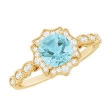 Load image into Gallery viewer, Sky Blue Topaz Vintage Style Engagement Ring with Lab Diamonds