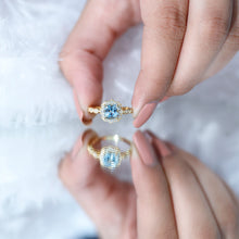 Load image into Gallery viewer, Sky Blue Topaz Vintage Style Engagement Ring with Lab Diamonds
