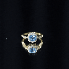 Load image into Gallery viewer, Vintage Looking Swiss Blue Topaz Diamond Engagement Ring in Silver