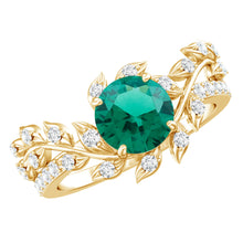 Load image into Gallery viewer, Lab Created Emerald and Diamond Vine Engagement Ring in Silver