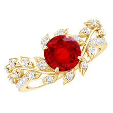 Load image into Gallery viewer, Lab Created Ruby and Diamond Vine Engagement Ring in Silver