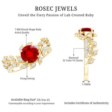 Load image into Gallery viewer, Lab Created Ruby and Diamond Vine Engagement Ring in Silver