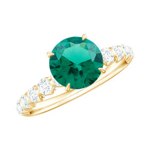 Load image into Gallery viewer, Womens Lab Grown Emerald Engagement Ring with Diamonds