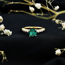 Load image into Gallery viewer, Womens Lab Grown Emerald Engagement Ring with Diamonds