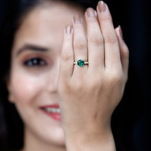 Load image into Gallery viewer, Womens Lab Grown Emerald Engagement Ring with Diamonds