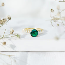 Load image into Gallery viewer, Womens Lab Grown Emerald Engagement Ring with Diamonds