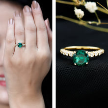 Load image into Gallery viewer, Womens Lab Grown Emerald Engagement Ring with Diamonds