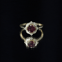 Load image into Gallery viewer, Vintage Style Rhodolite Garnet and Diamond Engagement Ring
