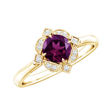 Load image into Gallery viewer, Vintage Style Rhodolite Garnet and Diamond Engagement Ring