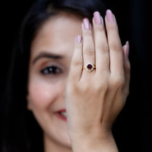 Load image into Gallery viewer, Vintage Style Rhodolite Garnet and Diamond Engagement Ring