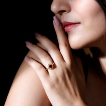 Load image into Gallery viewer, Vintage Style Rhodolite Garnet and Diamond Engagement Ring
