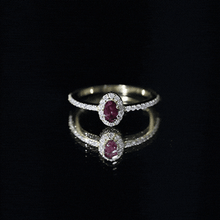 Load image into Gallery viewer, Oval Rhodolite Garnet and Diamond Promise Ring for Her