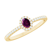 Load image into Gallery viewer, Oval Rhodolite Garnet and Diamond Promise Ring for Her