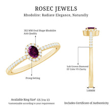 Load image into Gallery viewer, Oval Rhodolite Garnet and Diamond Promise Ring for Her