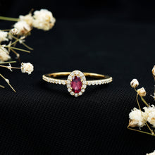 Load image into Gallery viewer, Oval Rhodolite Garnet and Diamond Promise Ring for Her