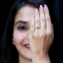 Load image into Gallery viewer, Oval Rhodolite Garnet and Diamond Promise Ring for Her