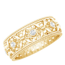 Load image into Gallery viewer, Floral Inspired Lab Grown Diamond Filigree Wedding Band