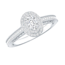 Load image into Gallery viewer, Vintage Inspired Lab Grown Diamond Double Halo Engagement Ring
