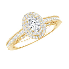 Load image into Gallery viewer, Vintage Inspired Lab Grown Diamond Double Halo Engagement Ring