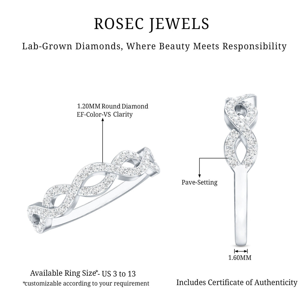Pave Set Lab Grown Diamond Infinity Wedding Band