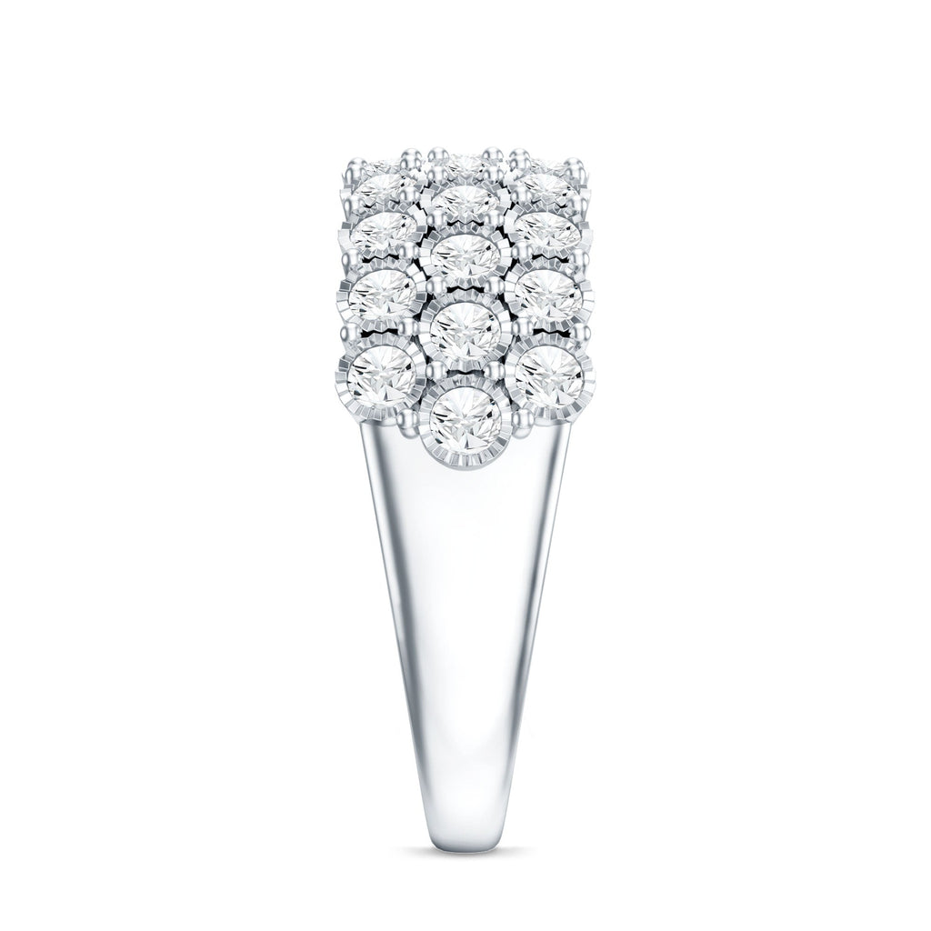 3 Row Lab Grown Diamond Wide Wedding Band with Certificate