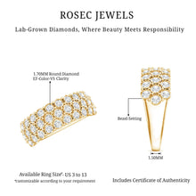 Load image into Gallery viewer, 3 Row Lab Grown Diamond Wide Wedding Band with Certificate