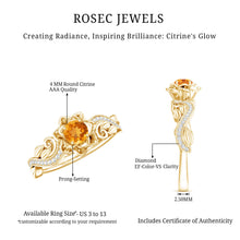 Load image into Gallery viewer, Genuine Citrine Rose Engagement Ring with Diamonds