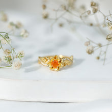 Load image into Gallery viewer, Genuine Citrine Rose Engagement Ring with Diamonds