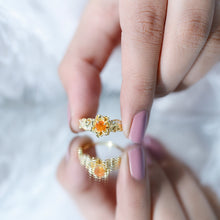 Load image into Gallery viewer, Genuine Citrine Rose Engagement Ring with Diamonds