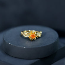 Load image into Gallery viewer, Genuine Citrine Rose Engagement Ring with Diamonds