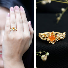 Load image into Gallery viewer, Genuine Citrine Rose Engagement Ring with Diamonds